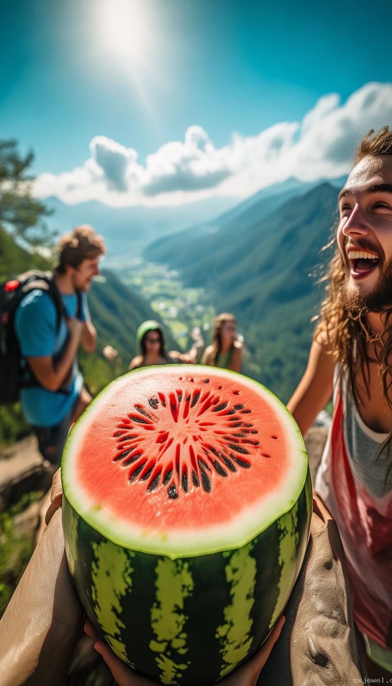 爬山惊喜！朋友竟掏出西瓜解渴🍉